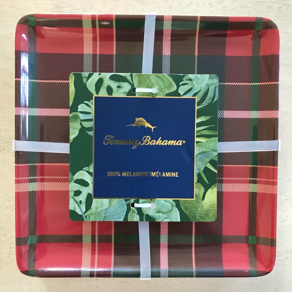 6Pc Tommy Bahama Tartan Plaid Appetizer Plates